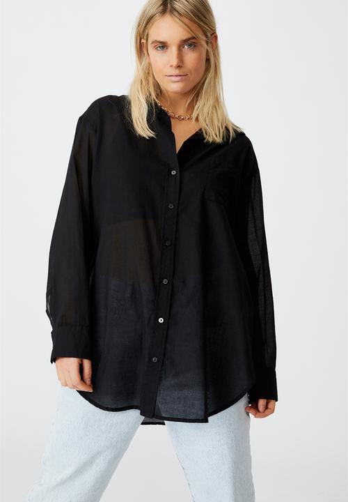 Cotton On - Savannah oversize resort shirt - black