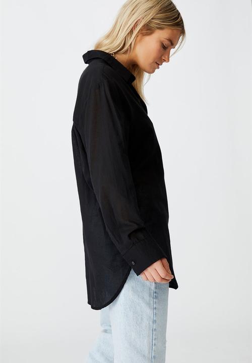 Cotton On - Savannah oversize resort shirt - black