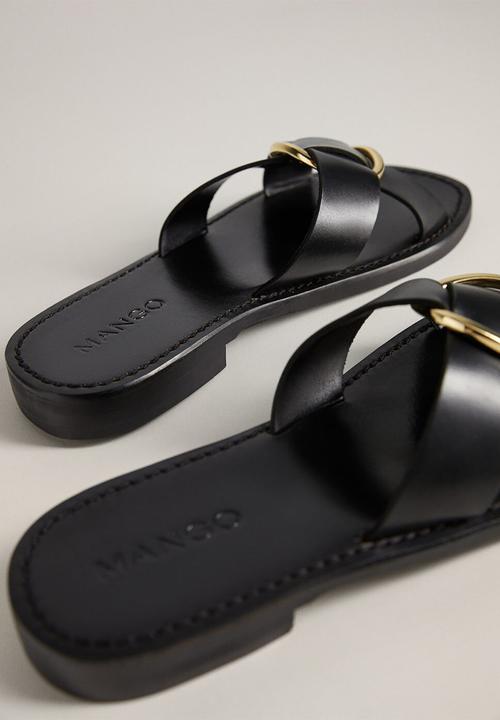 MANGO - Saki leather sandal - black