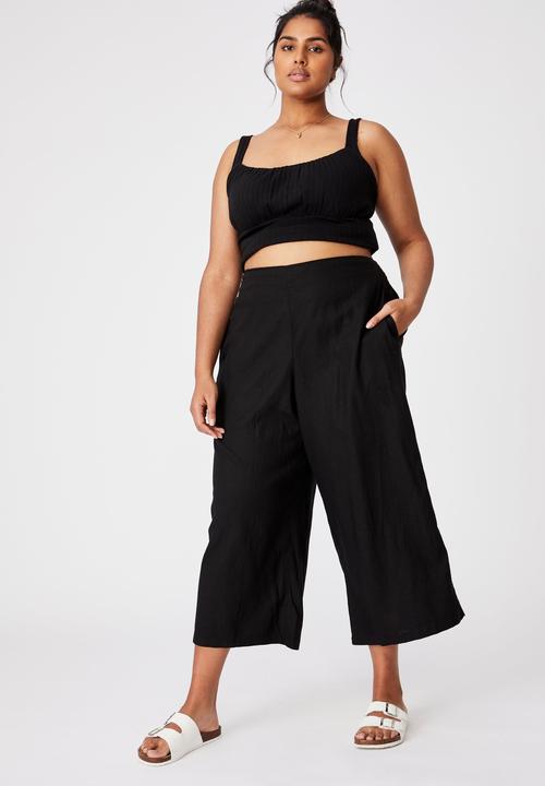 Cotton On - Curve wide leg paradise pant - black