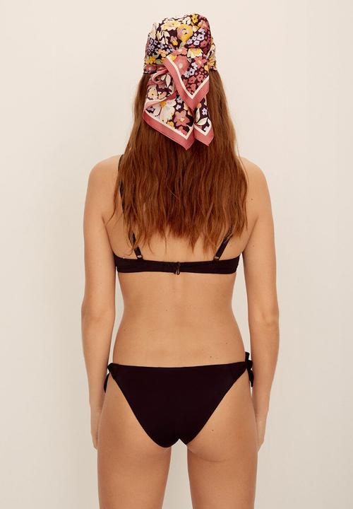 MANGO - Elastic twin side bow bikini bottom - black