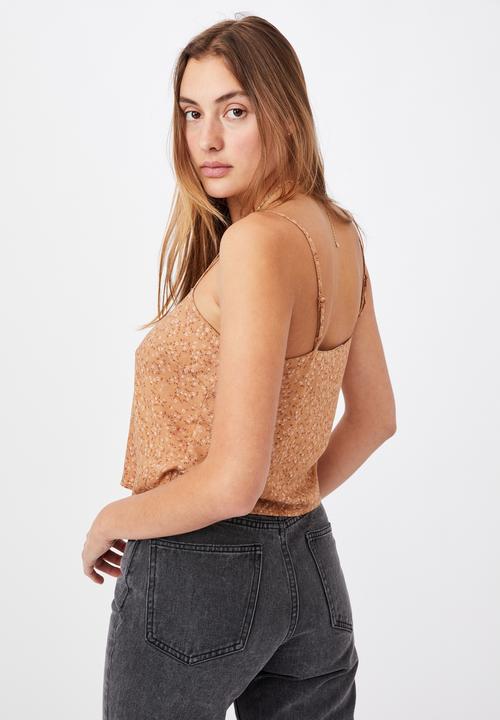 Cotton On - Astrid straight neck cropped cami - brown 