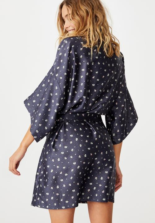 Cotton On - Satin kimono gown - navy