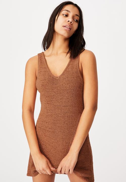 terracotta slip dress