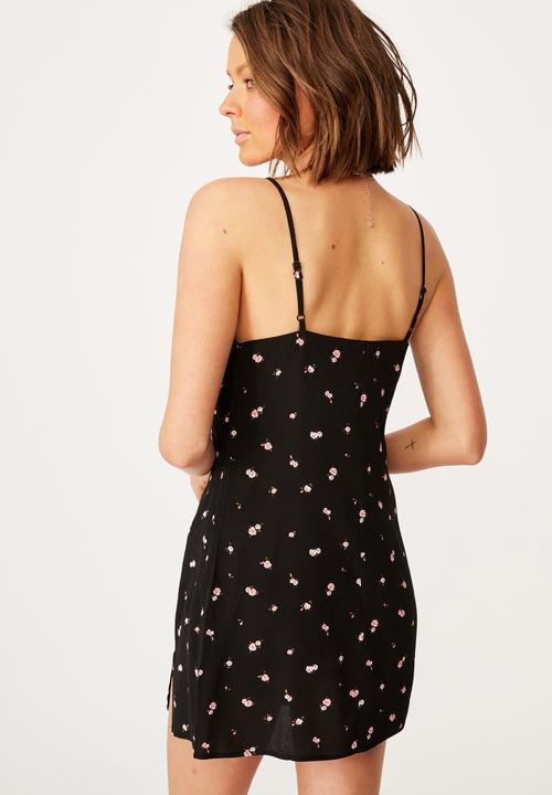 Cotton On - Woven kye strappy mini dress - valerie rose black