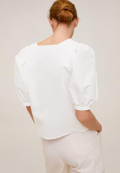 MANGO - Cretona blouse - white