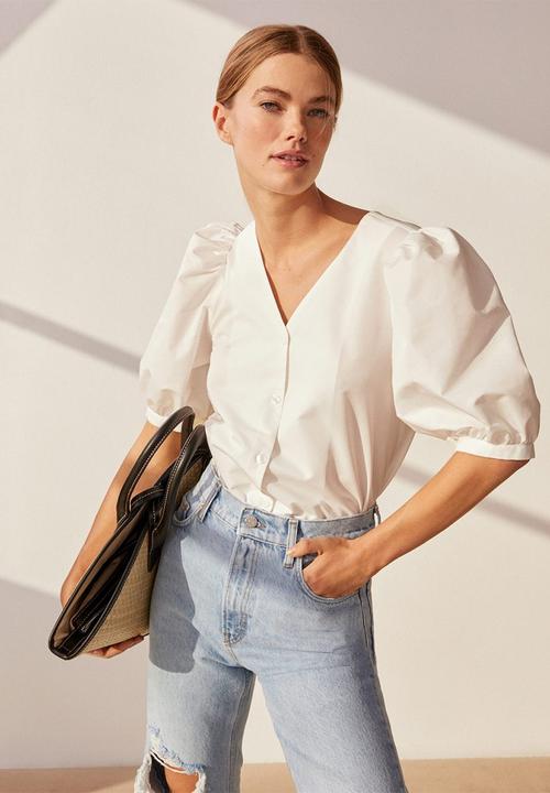 MANGO - Cretona blouse - white