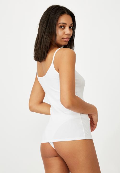 Cotton On - Long rib tank - white