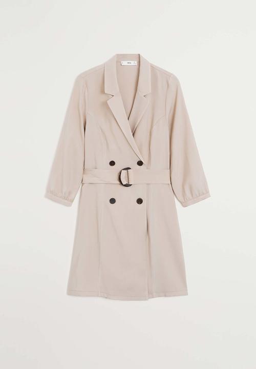 MANGO - Dress tuxedo - beige