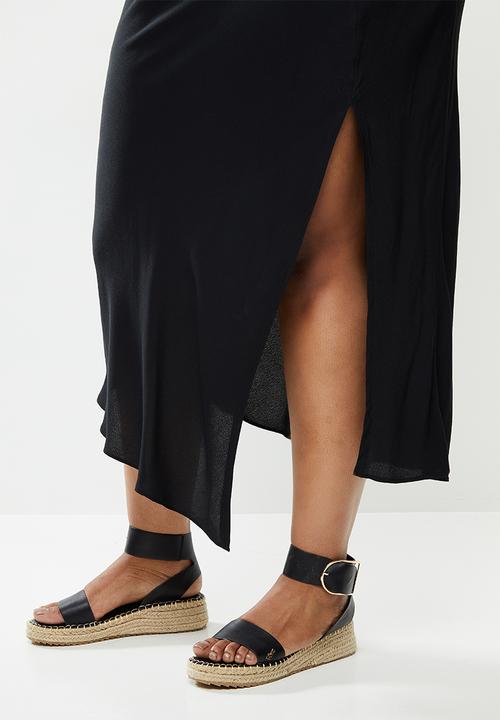 Glamorous - Plus high waisted midi skirt with split - black