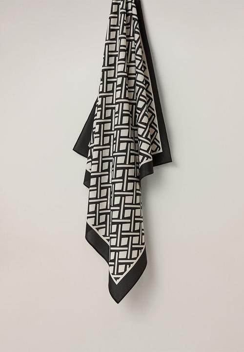 MANGO - Neck scarf reti - black & white 