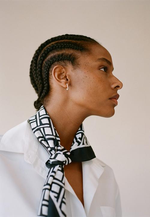 MANGO - Neck scarf reti - black & white 
