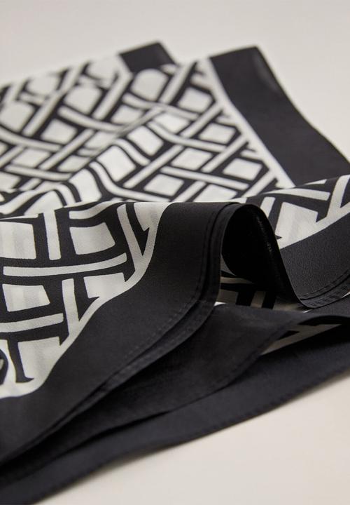 MANGO - Neck scarf reti - black & white 