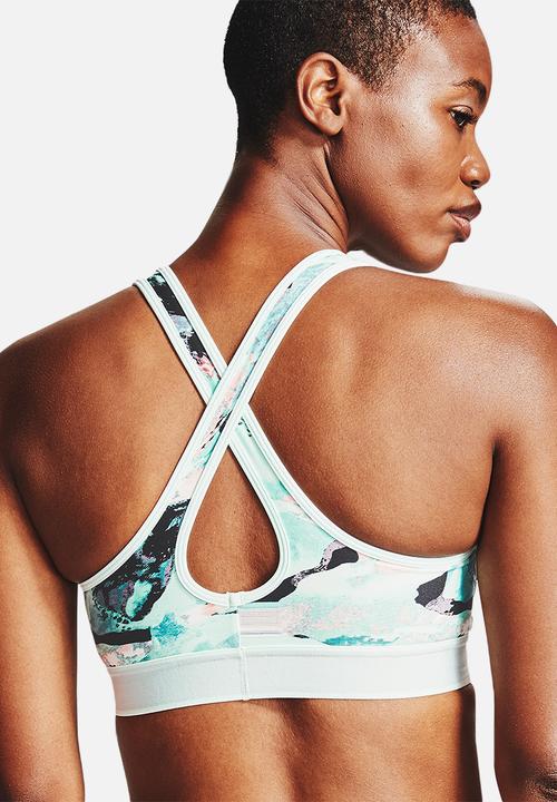 Under Armour - Armour mid impact crossback printed bra - blue & black