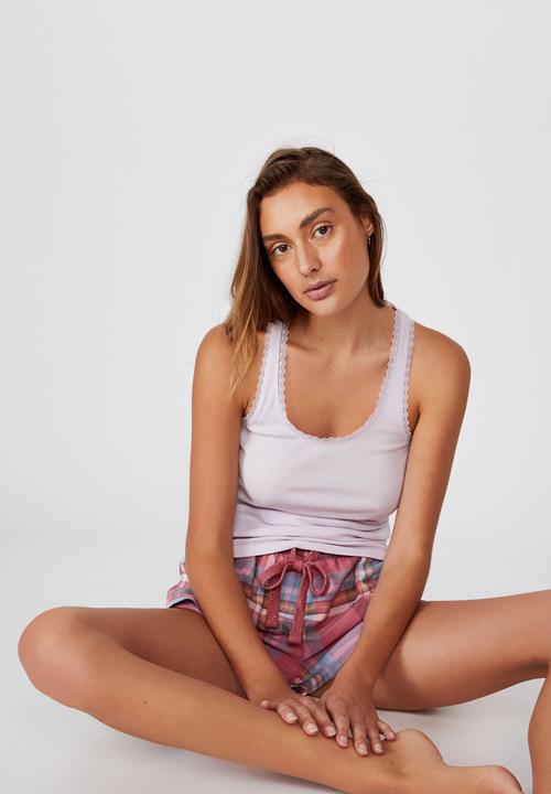 Cotton On - Lace racer back tank - soft lilac marle
