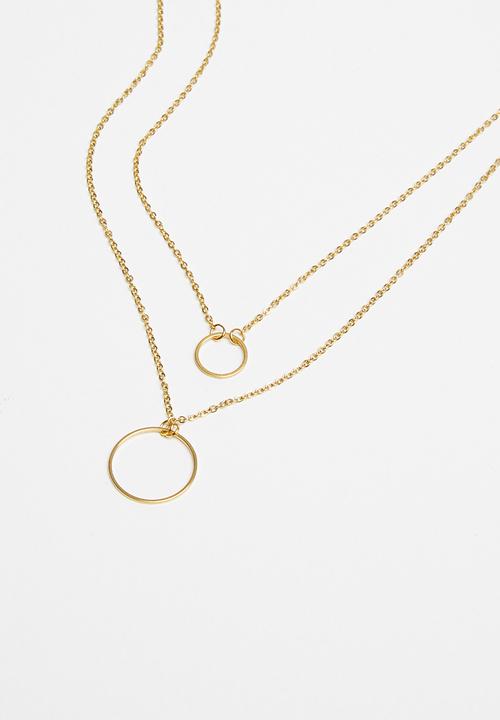 Superbalist - Double circle layered necklace - gold