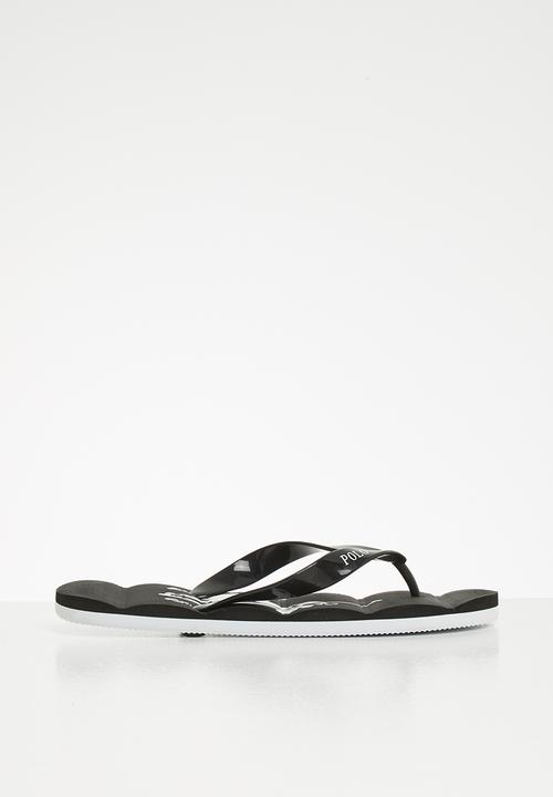 POLO - Boys milo pony flip flop - black & white 