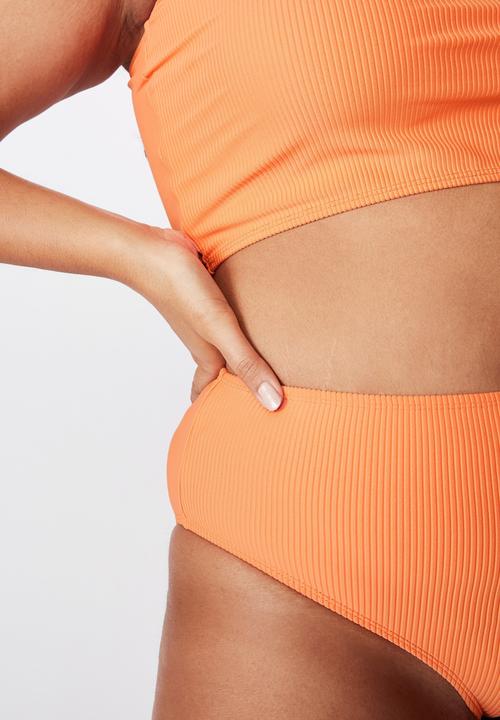 Cotton On - Curve high waisted full bikini bottom - peach rib