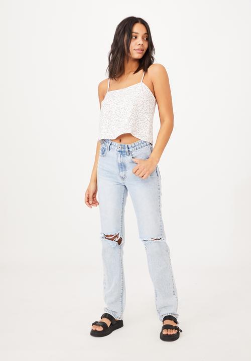Cotton On - Astrid straight neck cropped cami - maya ditsy canyon clay