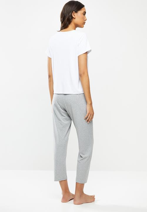 Superbalist - Sleep tee & pants set - white & grey