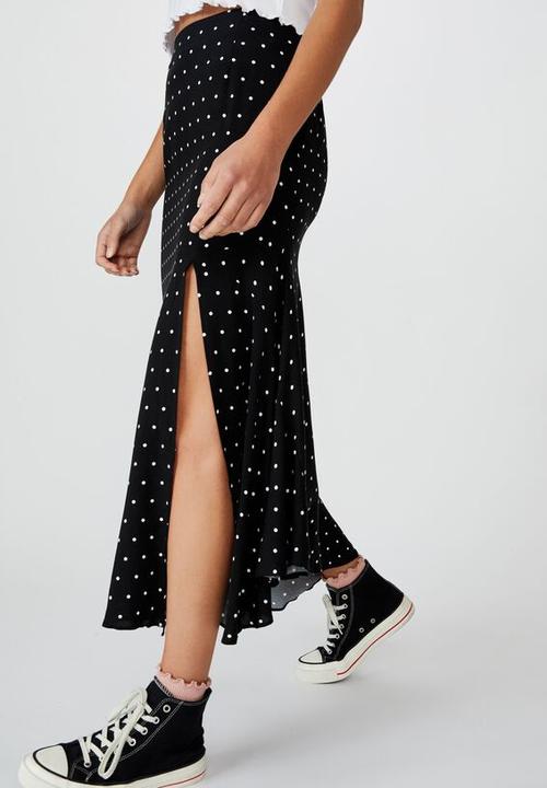 Cotton On - Tahli split midi skirt - amy spot black