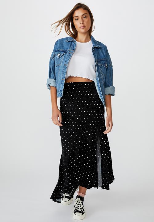 Cotton On - Tahli split midi skirt - amy spot black