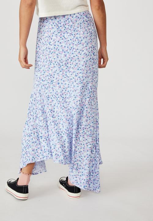Cotton On - Tahli split midi skirt - quinn ditsy white cornflower