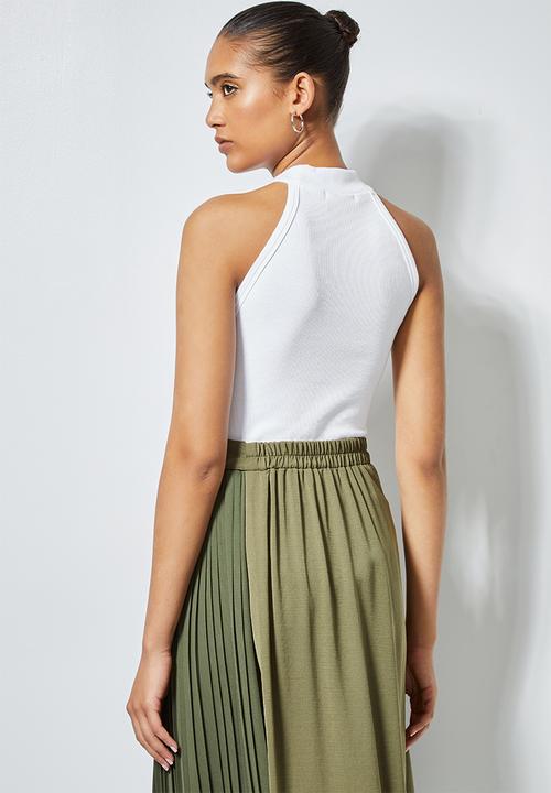 Superbalist - Single rib hi neck cutaway bodysuit - white