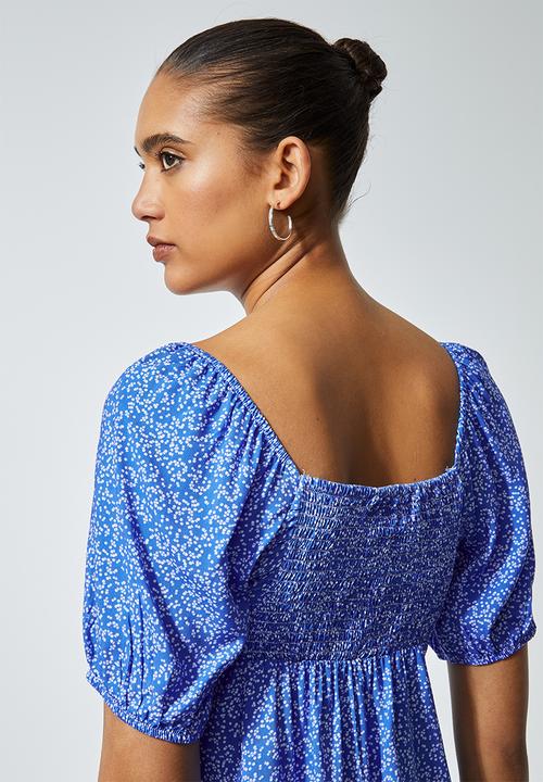 Superbalist - Squareneck cropped shell -  blue & white 