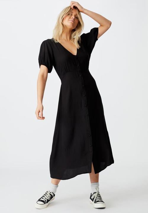 Cotton On - Woven Clara button through midi dress - black