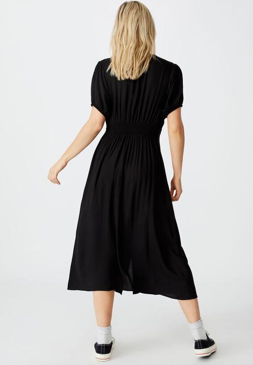 Cotton On - Woven Clara button through midi dress - black
