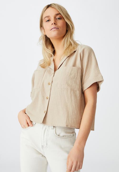Cotton On - Erika short sleeve shirt - flax grey