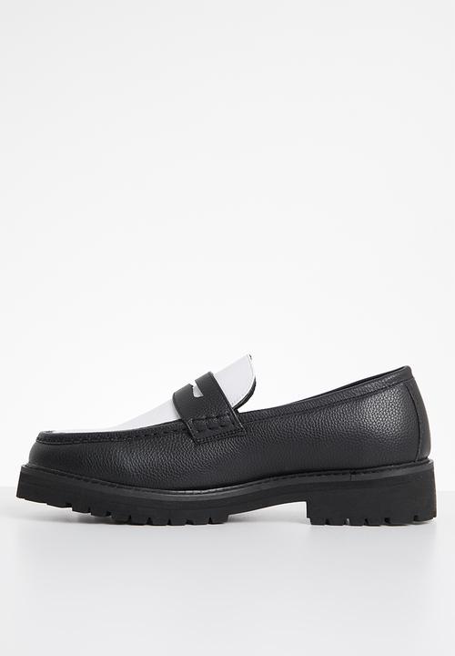 Jonathan D - Penny moccasin - black & white
