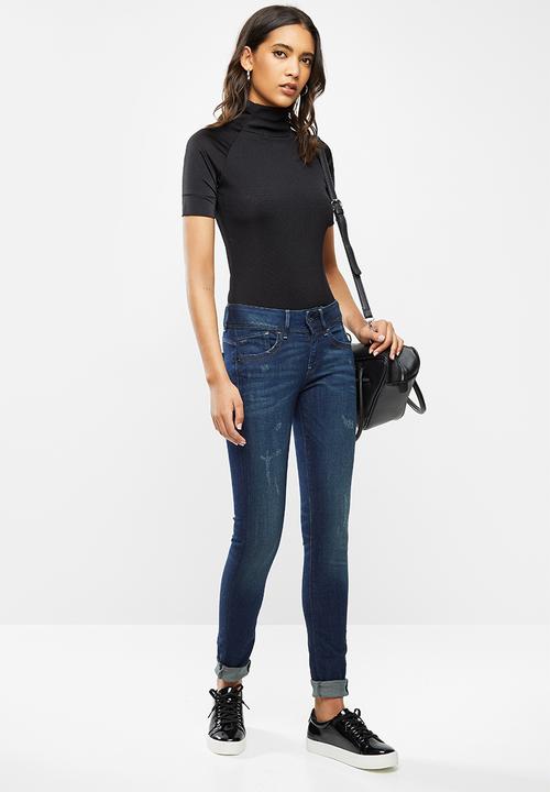 G-STAR - Melam funnel slim body 1/2 sleeve - black