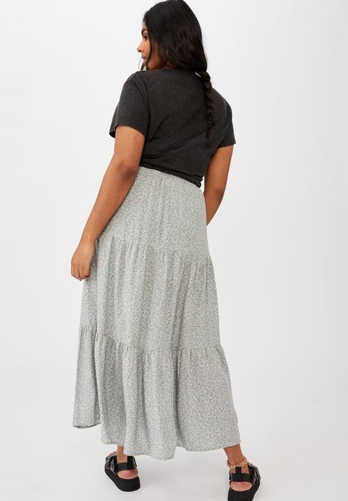 Cotton On - Curve jasmine maxi skirt - robyn ditsy lush green