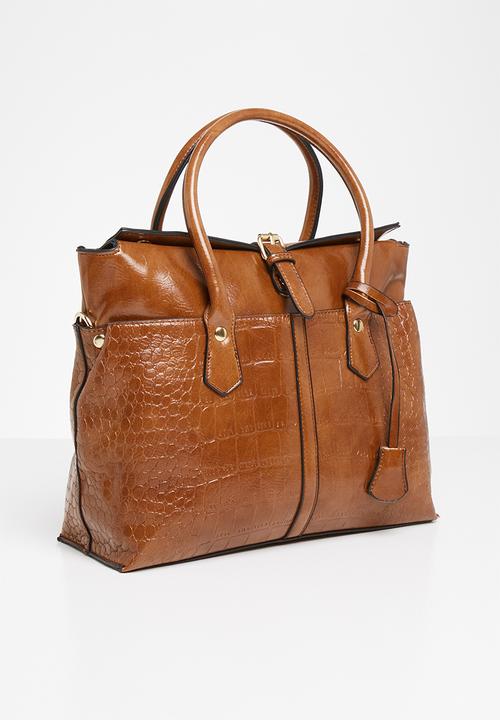 Superbalist - Faux croc tote bag- tan