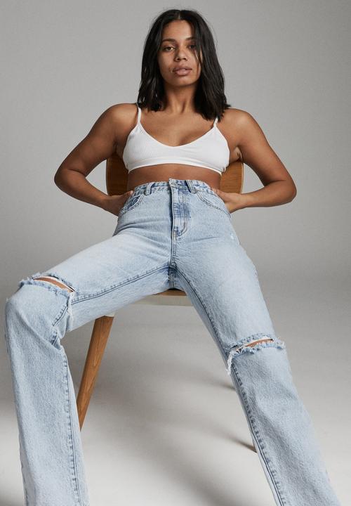 Cotton On - Long straight jean - burleigh blue rip