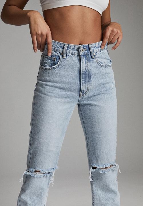 Cotton On - Long straight jean - burleigh blue rip