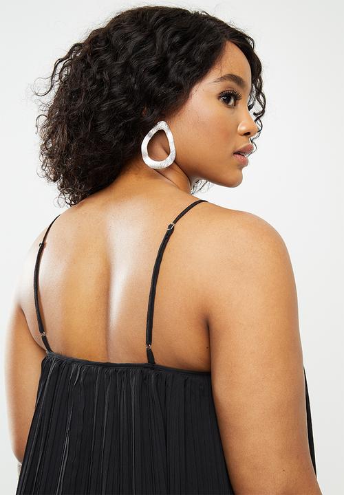 Blake - Pleated trapeze mini dress - black