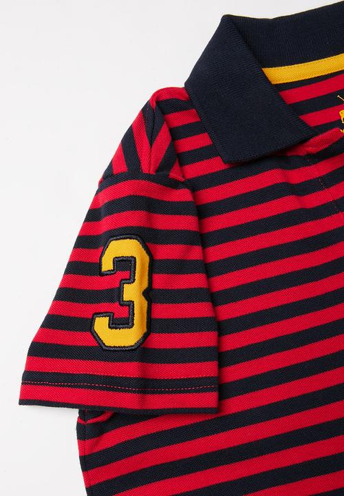 POLO - Boys Warren striped Johnny collared golfer - red