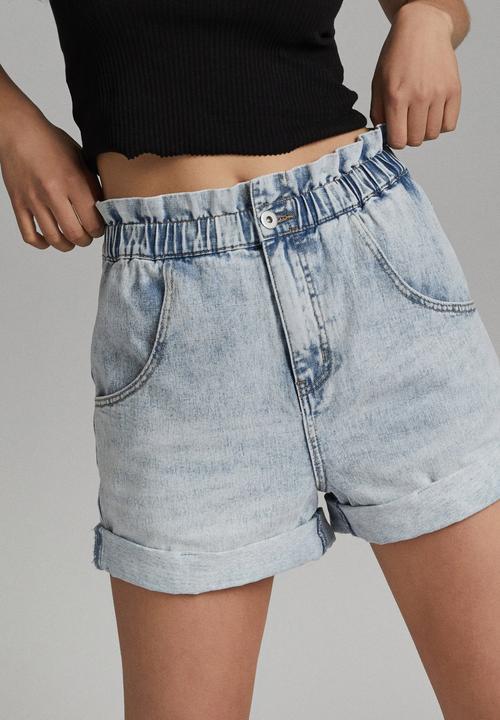 Cotton On - Denim paperbag short - burleigh blue