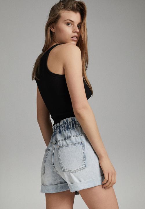 Cotton On - Denim paperbag short - burleigh blue