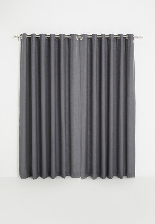 Sixth Floor - Slub lined eyelet curtain - charcoal