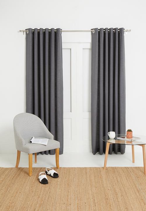 Sixth Floor - Slub lined eyelet curtain - charcoal