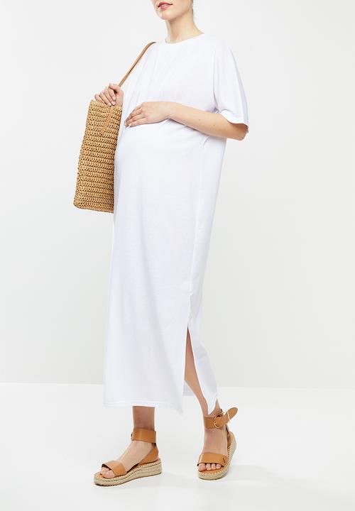 Superbalist - Maternity maxi crew neck T-shirt dress - white