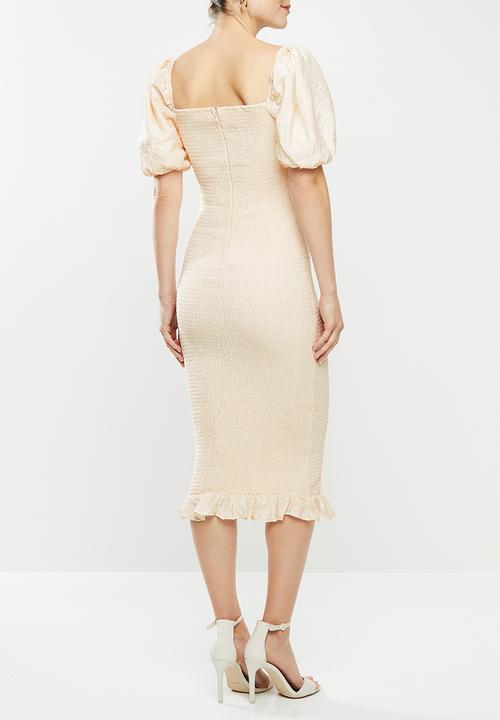 Glamorous - Maternity Puff sleeve bodycon dress - pale beige