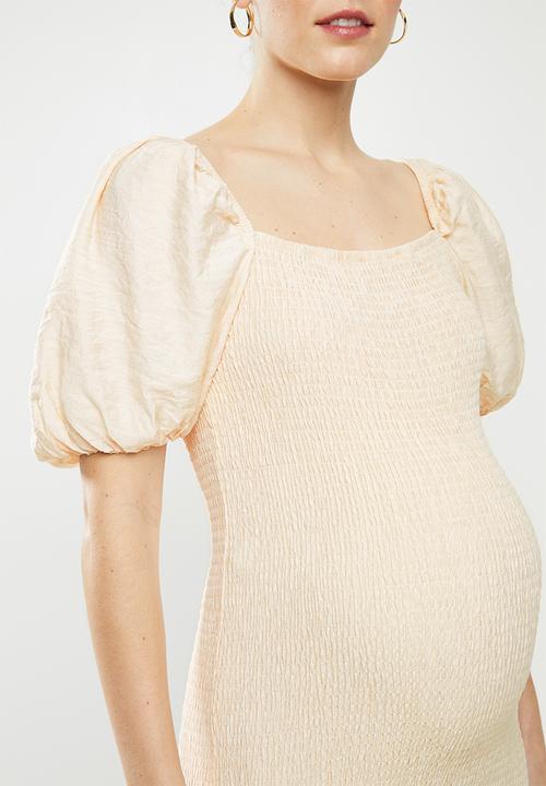Glamorous - Maternity Puff sleeve bodycon dress - pale beige