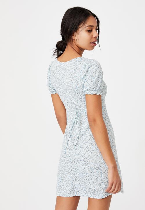 Cotton On - Brianna ruched front mini dress - robyn ditsy pale blue