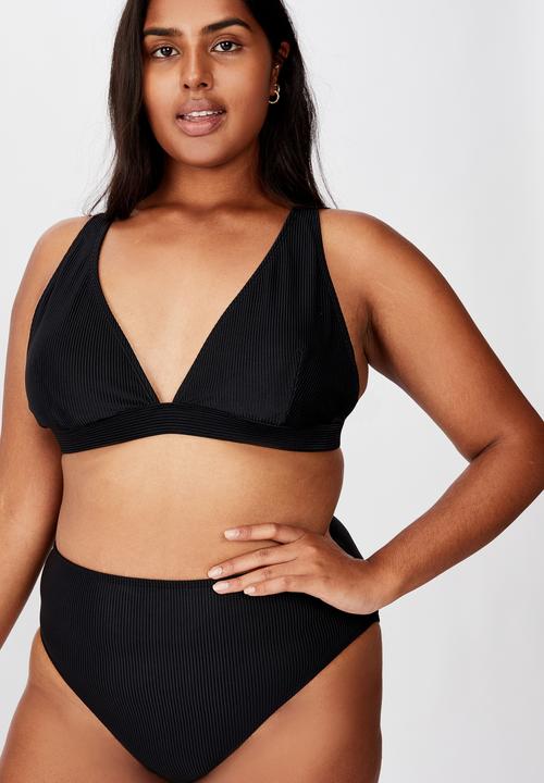 Cotton On - Curve high waisted full bikini bottom - black rib