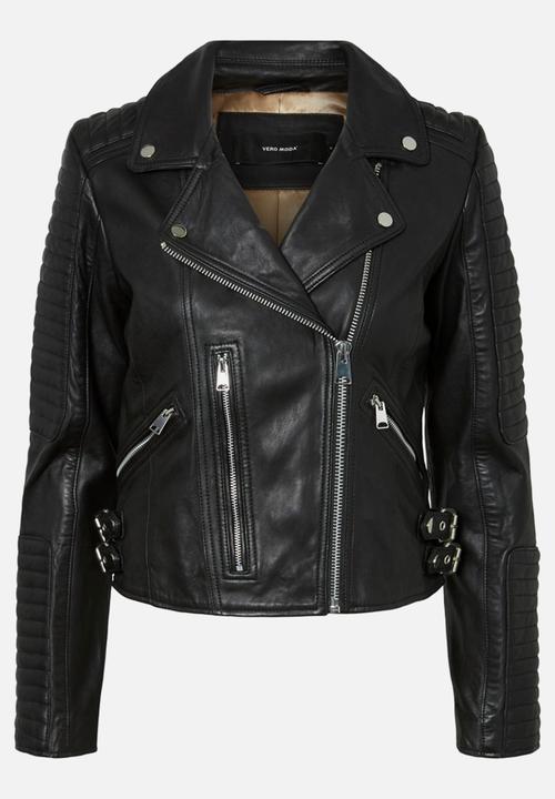 Vero Moda - Alicia short leather jacket - black